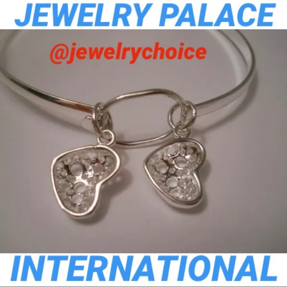 🆕925 Silver Dangling Filigree Open Heart Bangle. - Picture 6 of 9